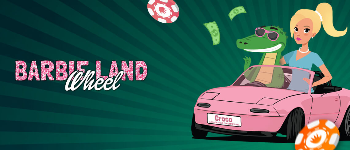 Barbie, Croco, pink casino chips, money, barbie land Barbie, Croco, pink casino chips, money, barbie land